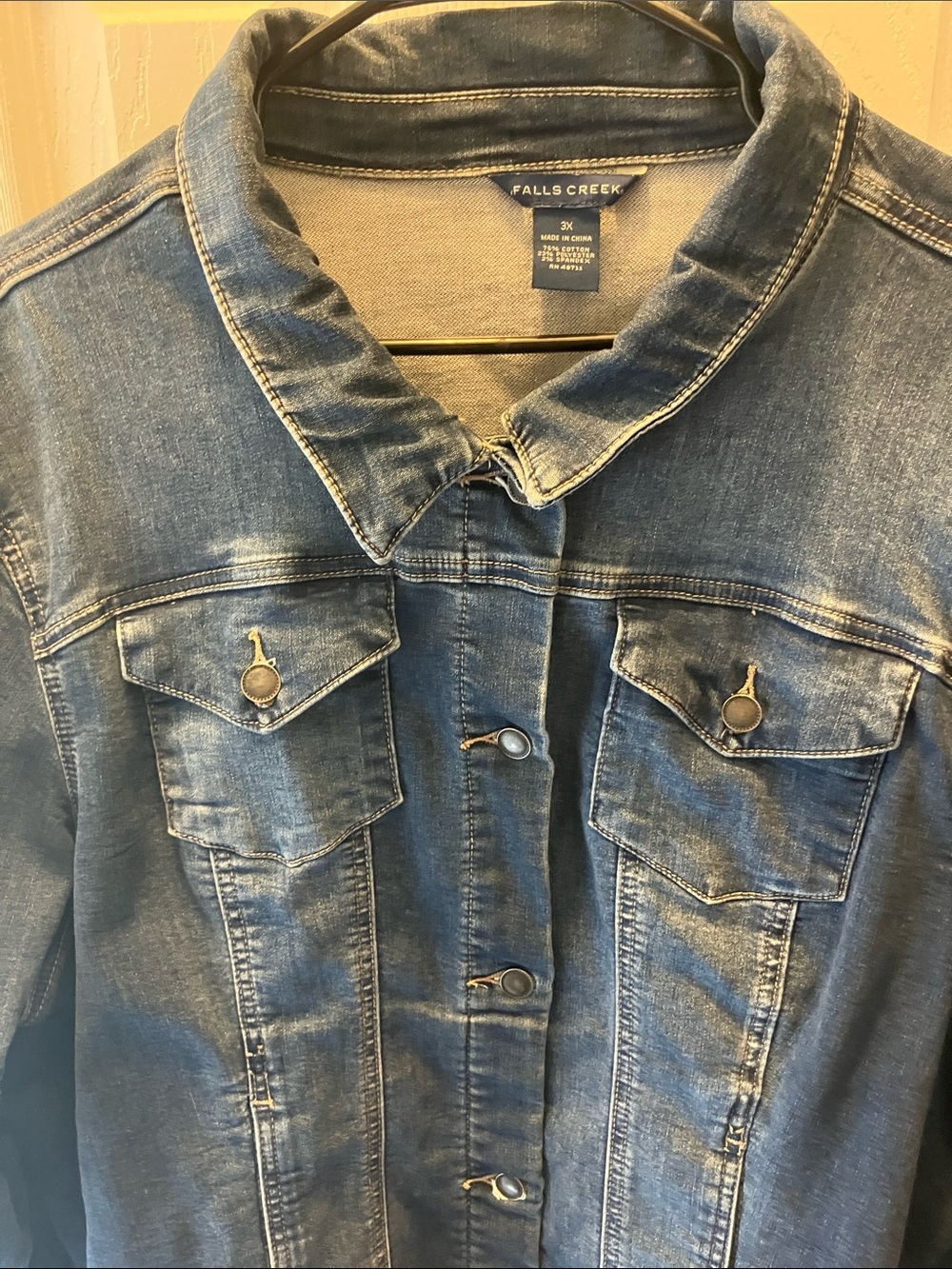 Falls Creek Women's Medium Blue Denim Jacket with Chest Pockets